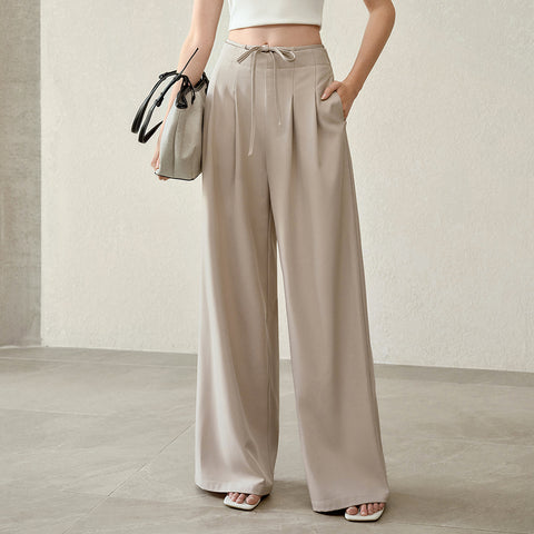 High Waisted Pleated Wide Leg Trousers