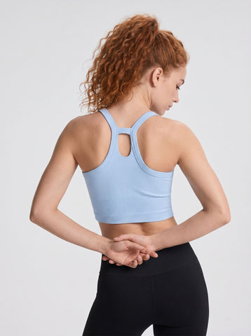 Seamless Ribbed Cutout Yoga Tank