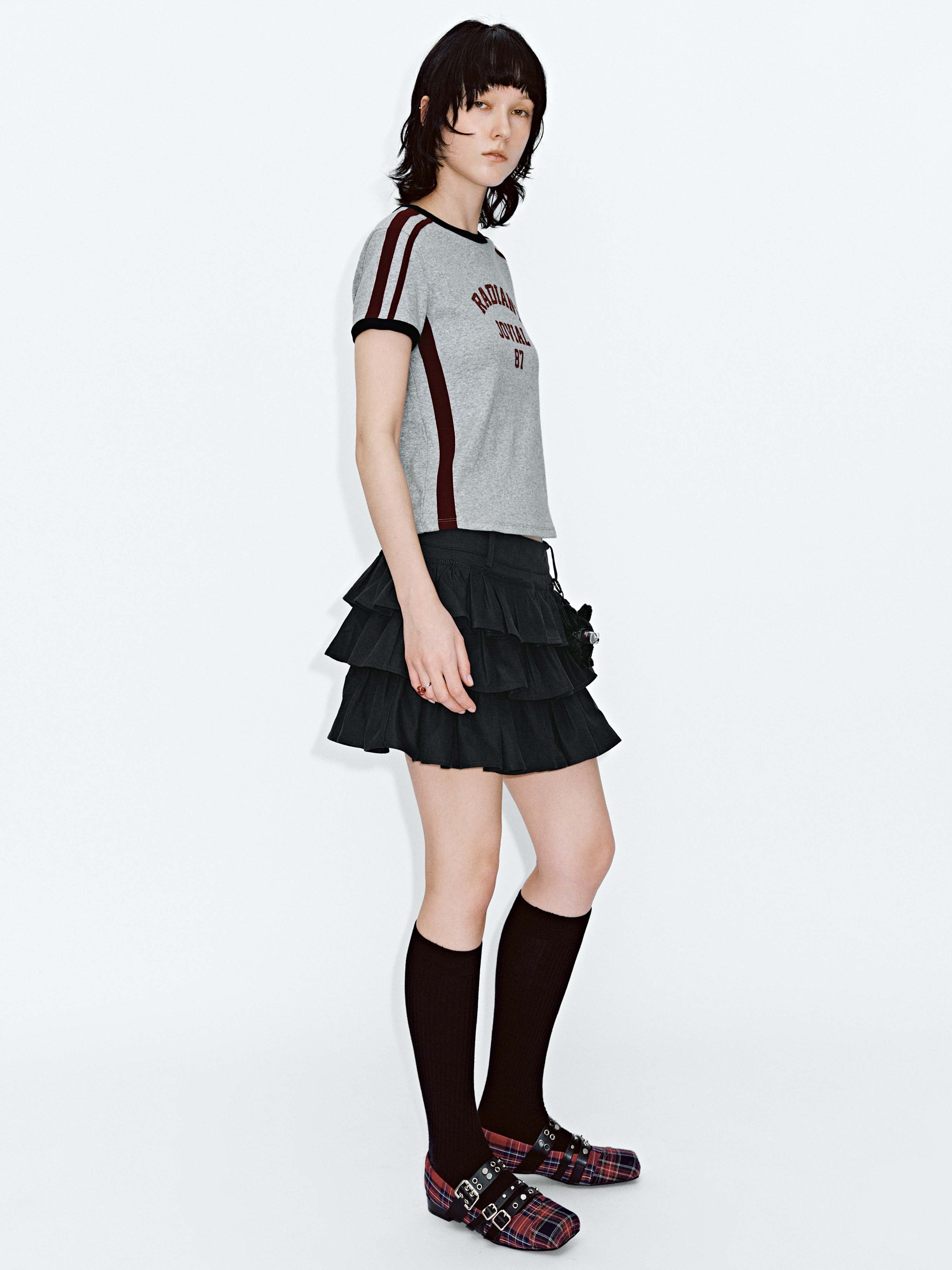 Tiered Ruffle A-Line Mini Skirts