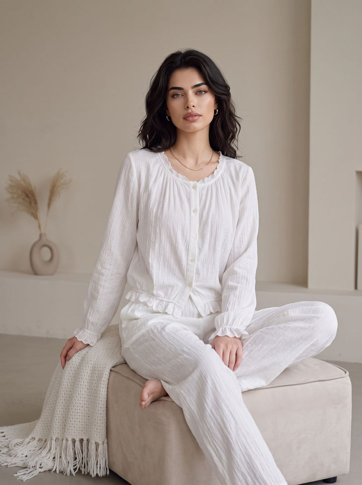 Soft Lace Trimmed Pajama Set