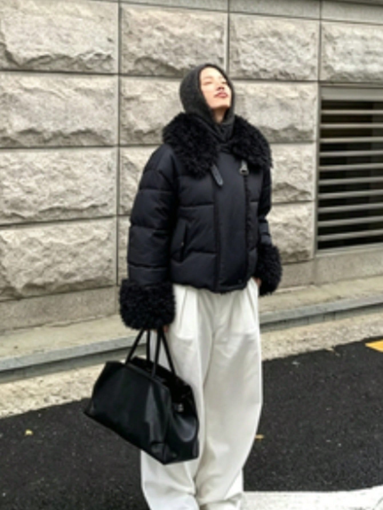 Faux Fur Trim Puffer Jacket
