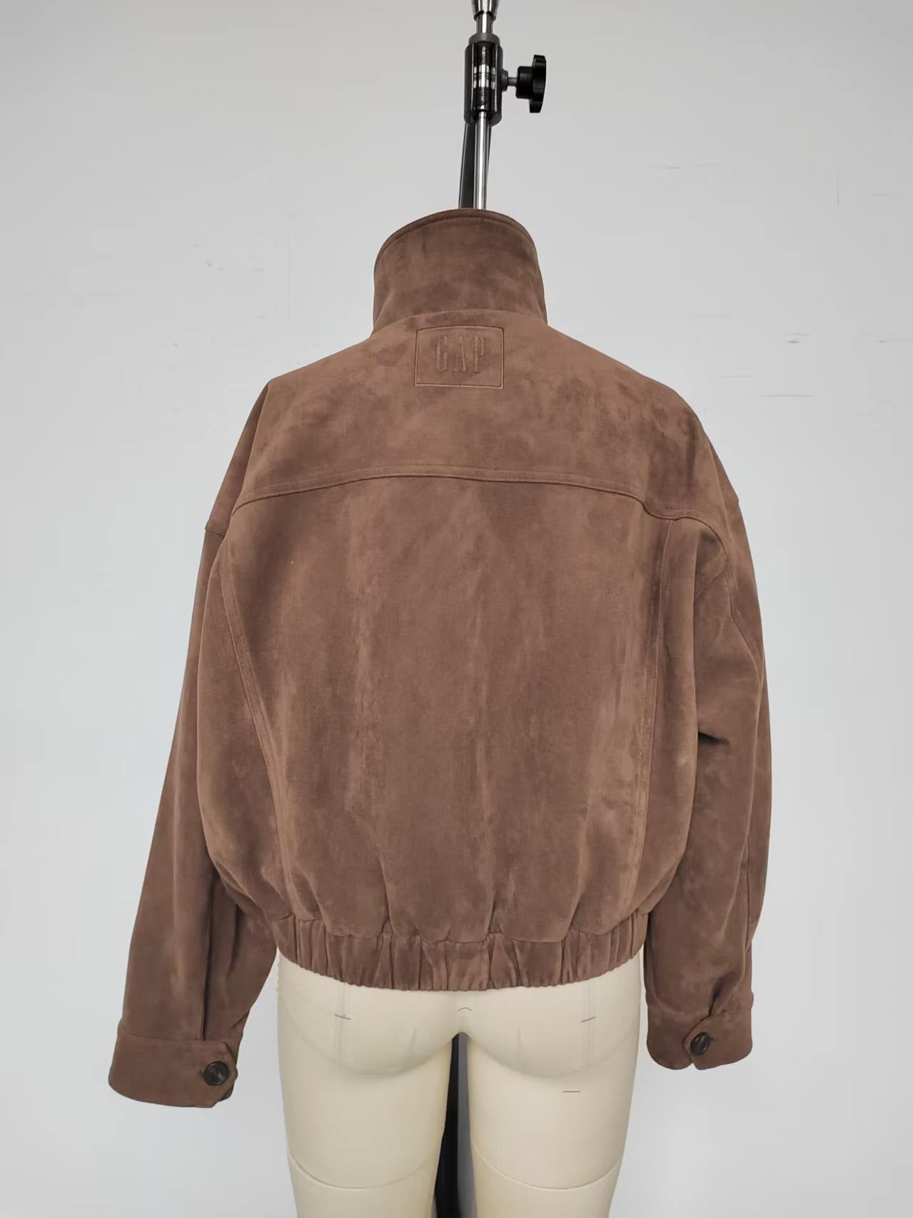 Oversized Suede Mock Neck Jacket