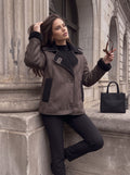 Oversized Faux Shearling Trim Coat