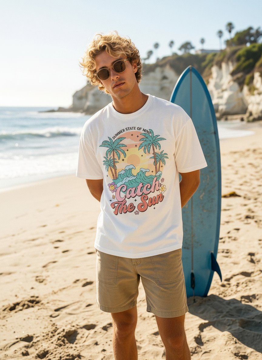 Vintage Retro Beach Graphic T-Shirt