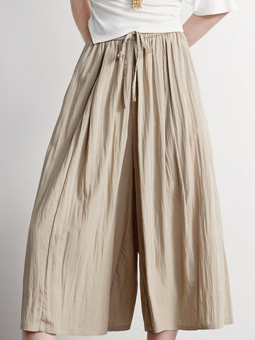 Linen Drawstring Waist Minimalist Shorts