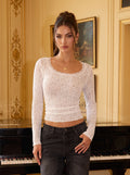 Elegant Lace Long Sleeve Scoop Tee