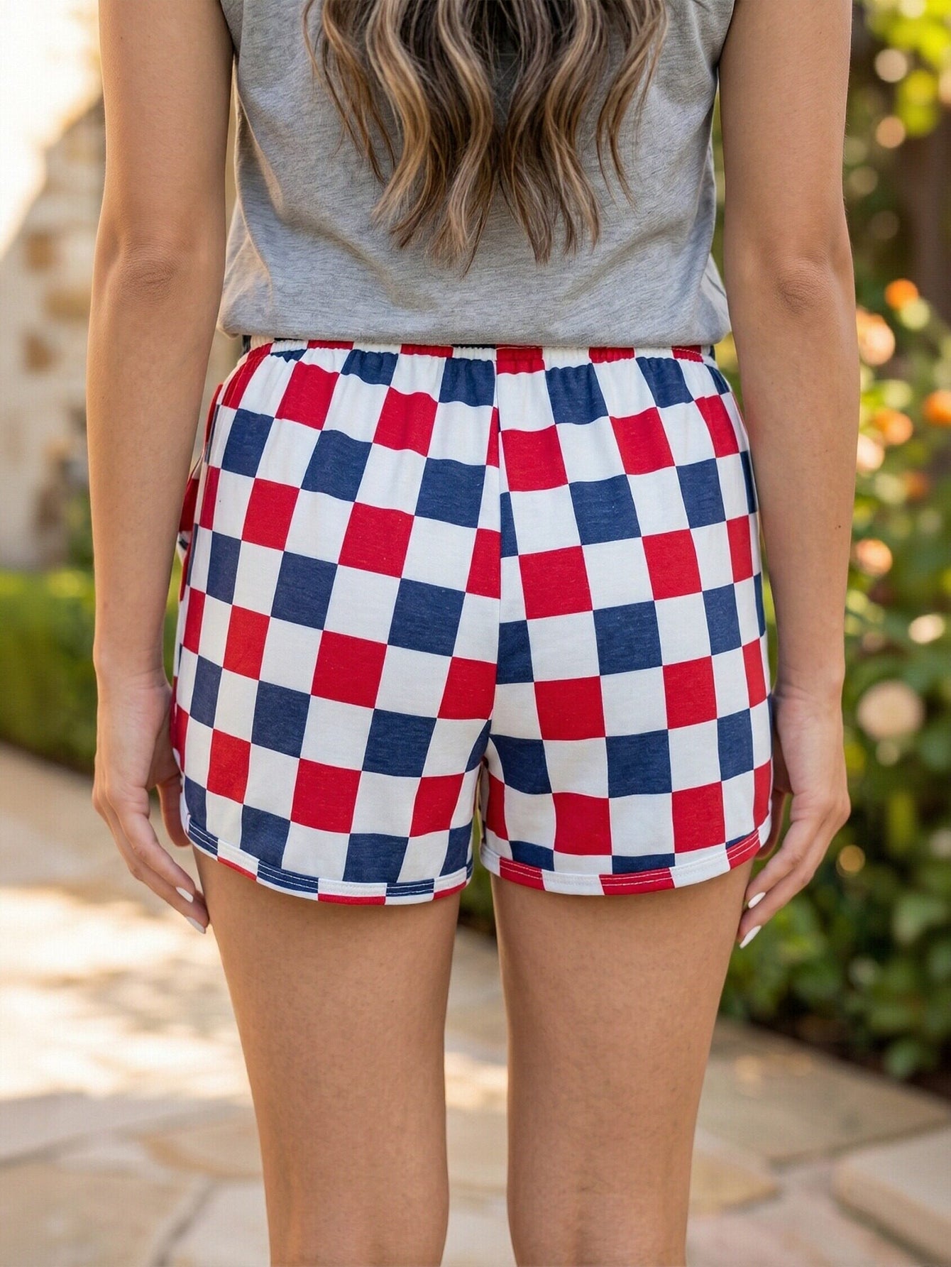 Comfy Checkered Drawstring Lounge Shorts