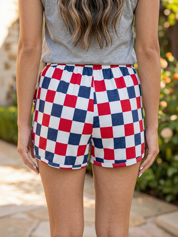Comfy Checkered Drawstring Lounge Shorts