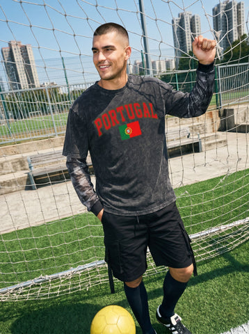 World Cup 2026 Vintage Portugal Mesh Sleeve Graphic  T-Shirt
