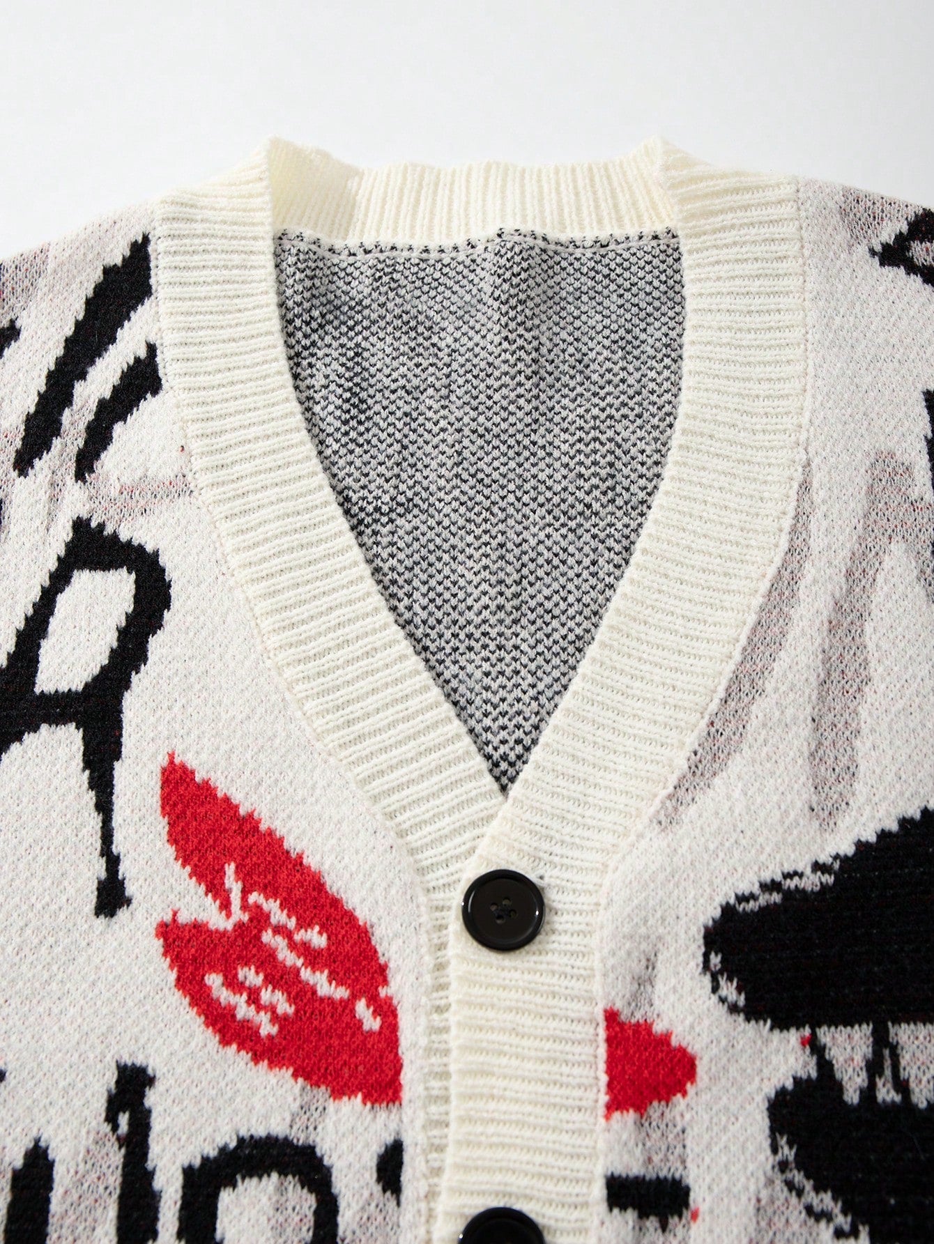 Oversized Graphic Print Knit Cardigan