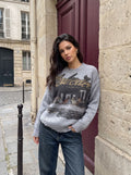 Distressed Graphic Print Oversized Sweater