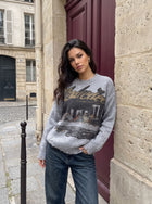 Distressed Graphic Print Oversized Sweater