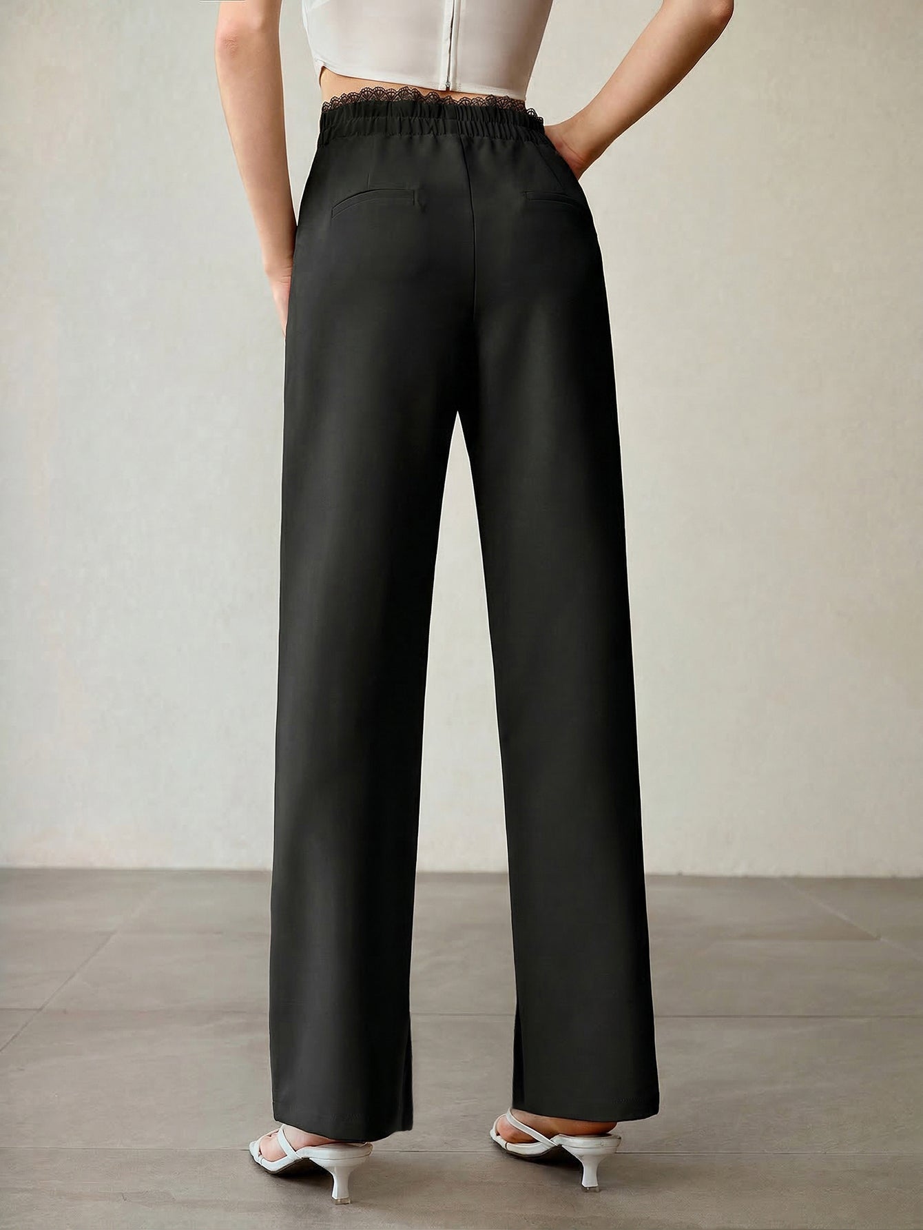 High Waisted Tailored Wide Leg Trousers
