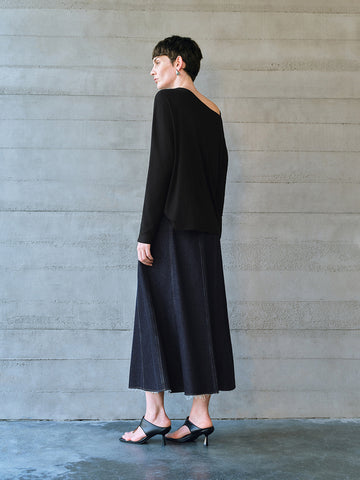 Urban Revivo Midi Denim Skirt-Indigo