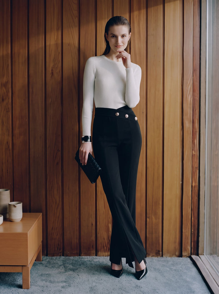High Waisted Split Hem Trousers