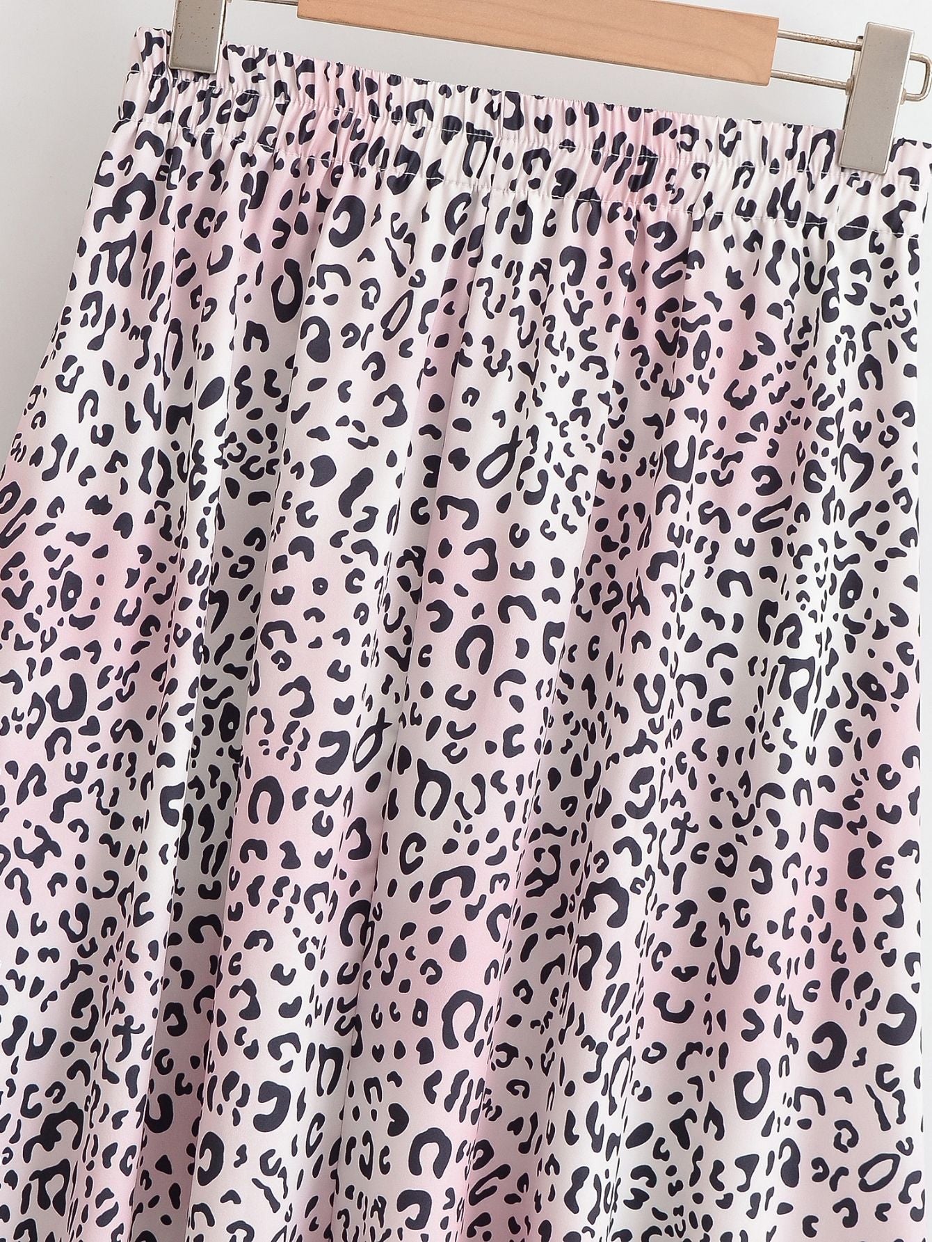 High Waisted Leopard Print Midi Skirt