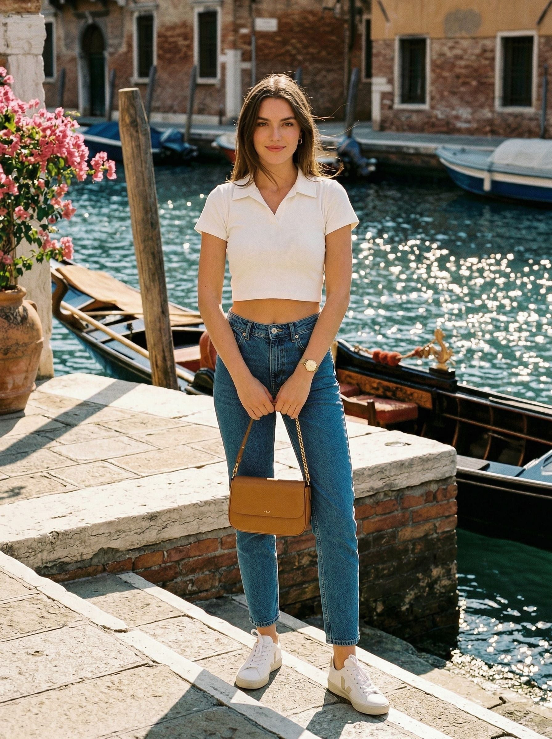 Cropped Boxy Polo Shirt