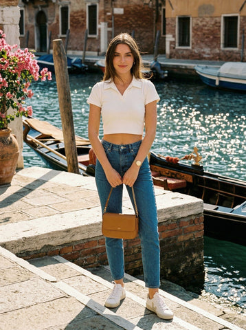 Cropped Boxy Polo Shirt