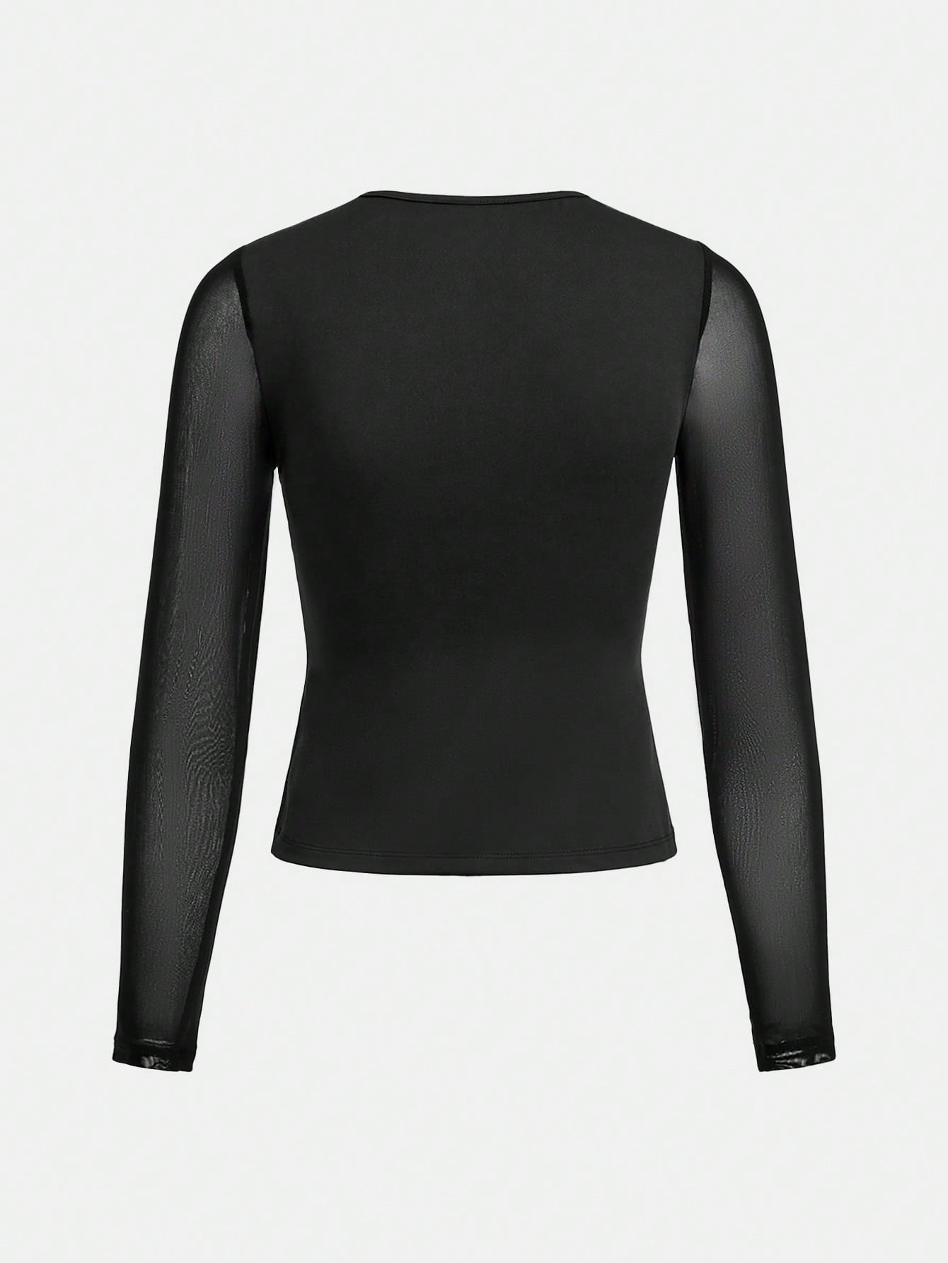 Stretchy Grommet Detail Mesh Top