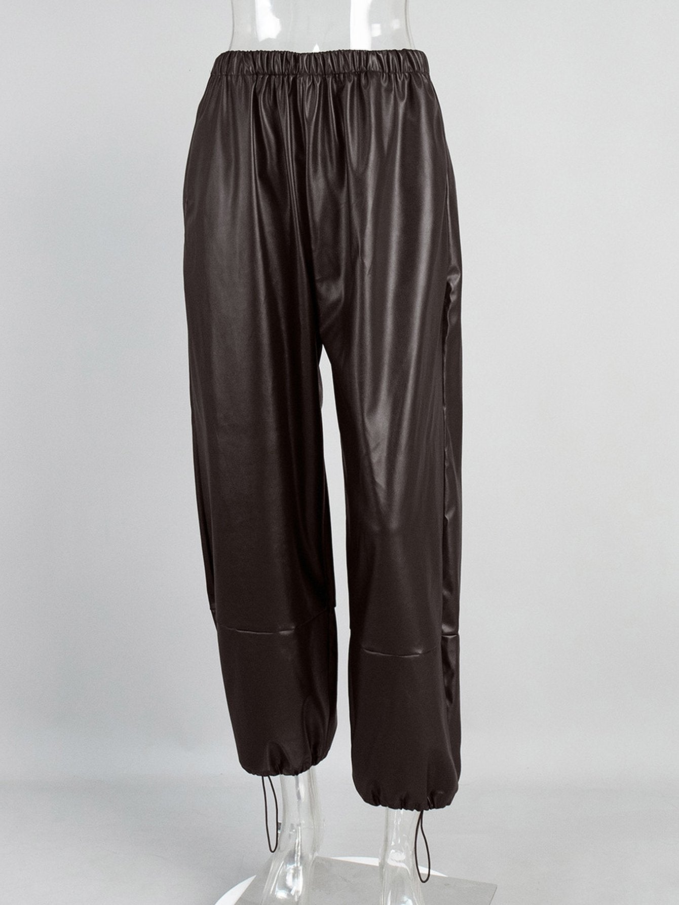 High Waisted Faux Leather Jogger Pants
