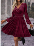 Elegant Velvet Wrap Mini Dress