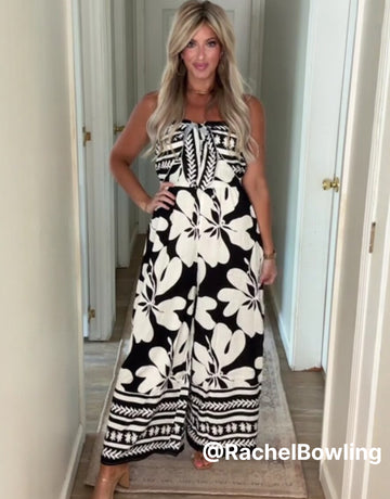 Strapless Floral Print Jumpsuit