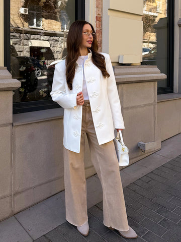 Elegant Mandarin Collar Knot Blazer