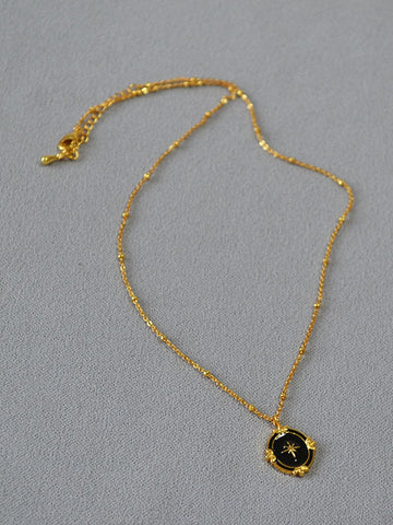 Dainty Gold Enamel Starburst Necklace