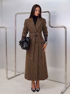 Elegant Belted Long Wool Coat
