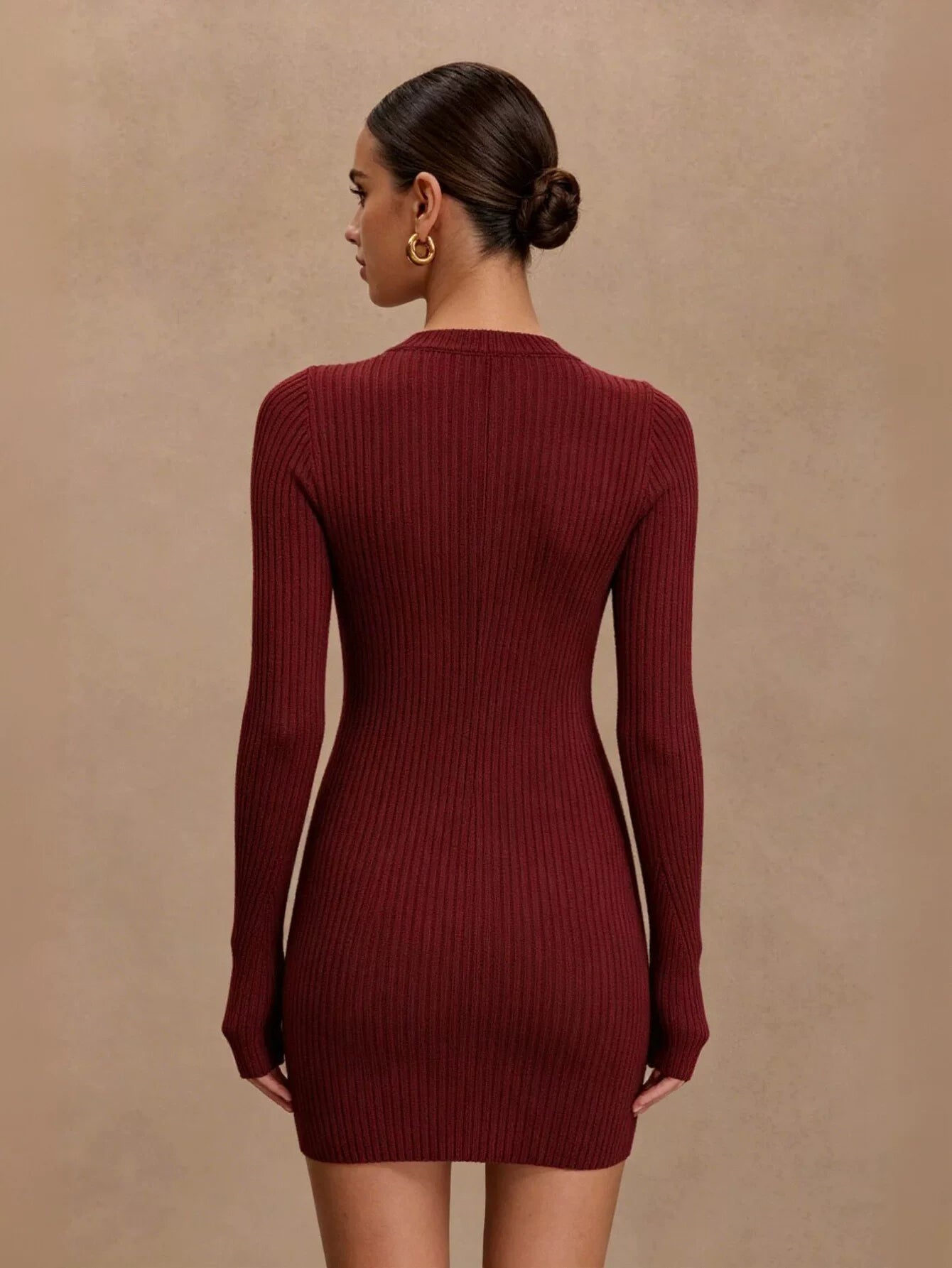 Form Fitting Ribbed Knit Dress