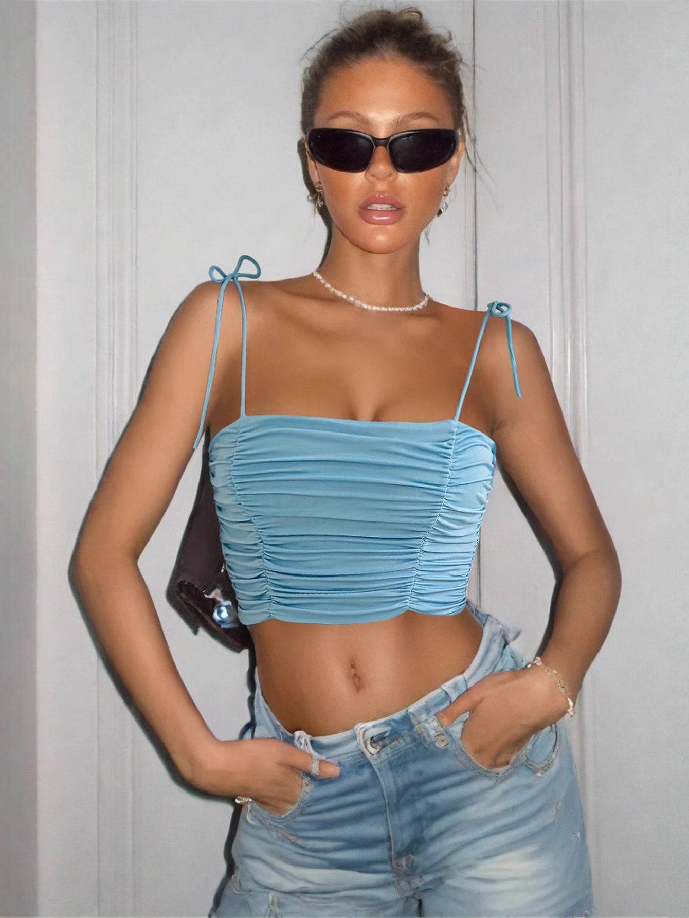 Ruched Slim Fit Crop Cami