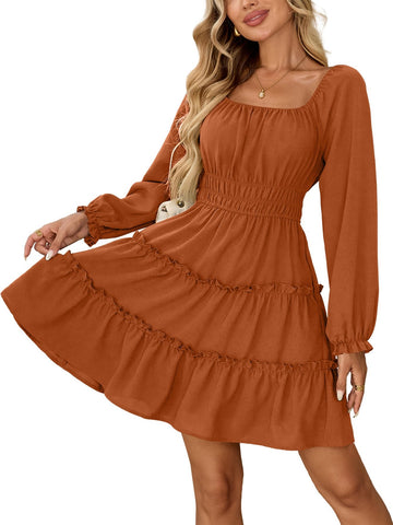Square Neck Tiered Mini Dress