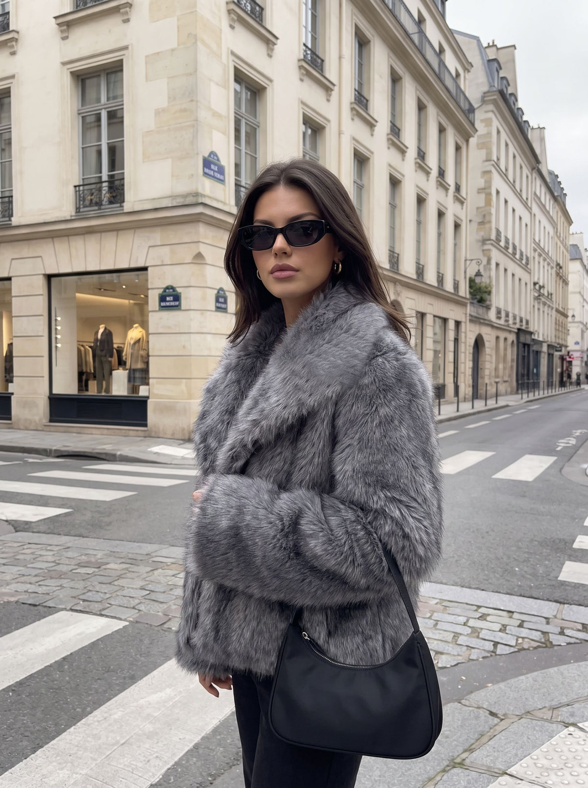 Luxurious Plush Grey Faux Fur Vest