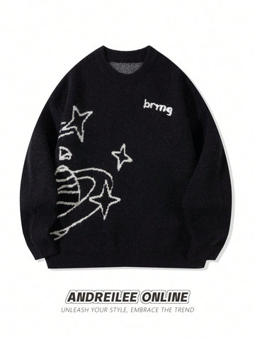 Oversized Graphic Planet Knit Sweater