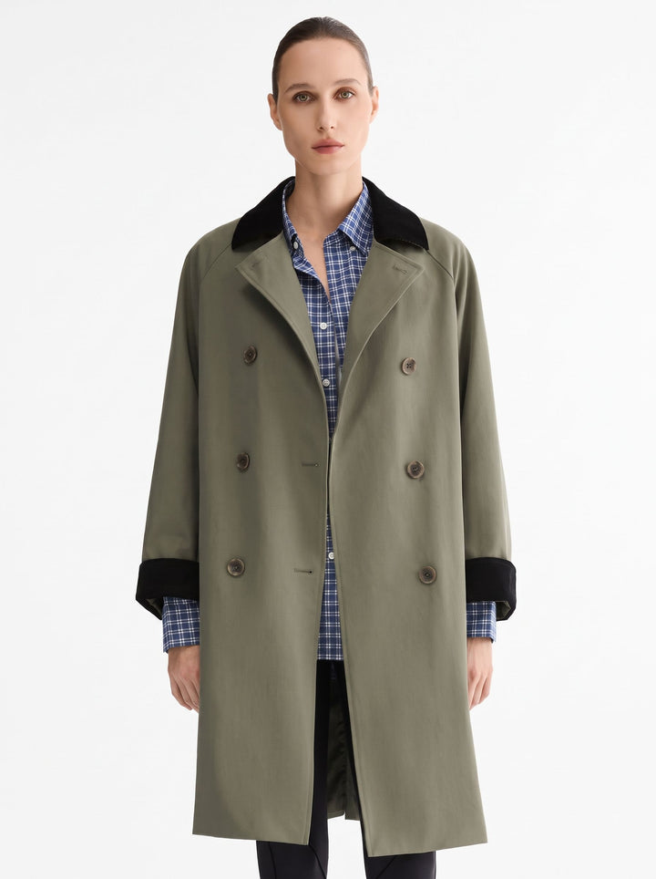 Classic Contrast Collar Double Breasted Trench
