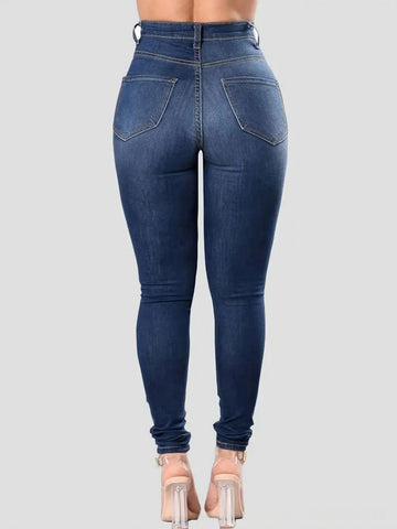 High Rise Distressed Skinny Jeans