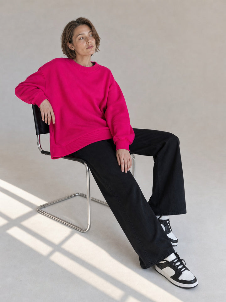 Oversized Mock Neck Pullover Sweatshirt