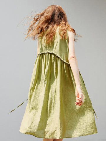 Ruffle Detail Light Beach Midi Dress