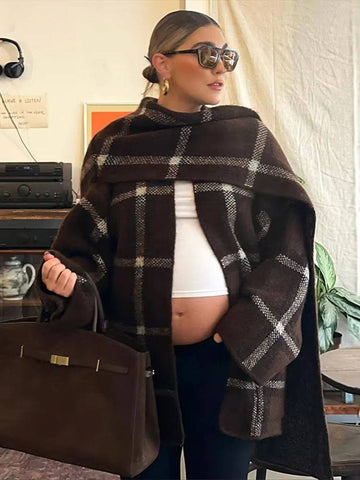 Cozy Plaid Oversized Knit Cardigan