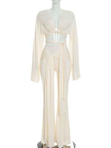 Sexy Wrap Tie Long Pant Set