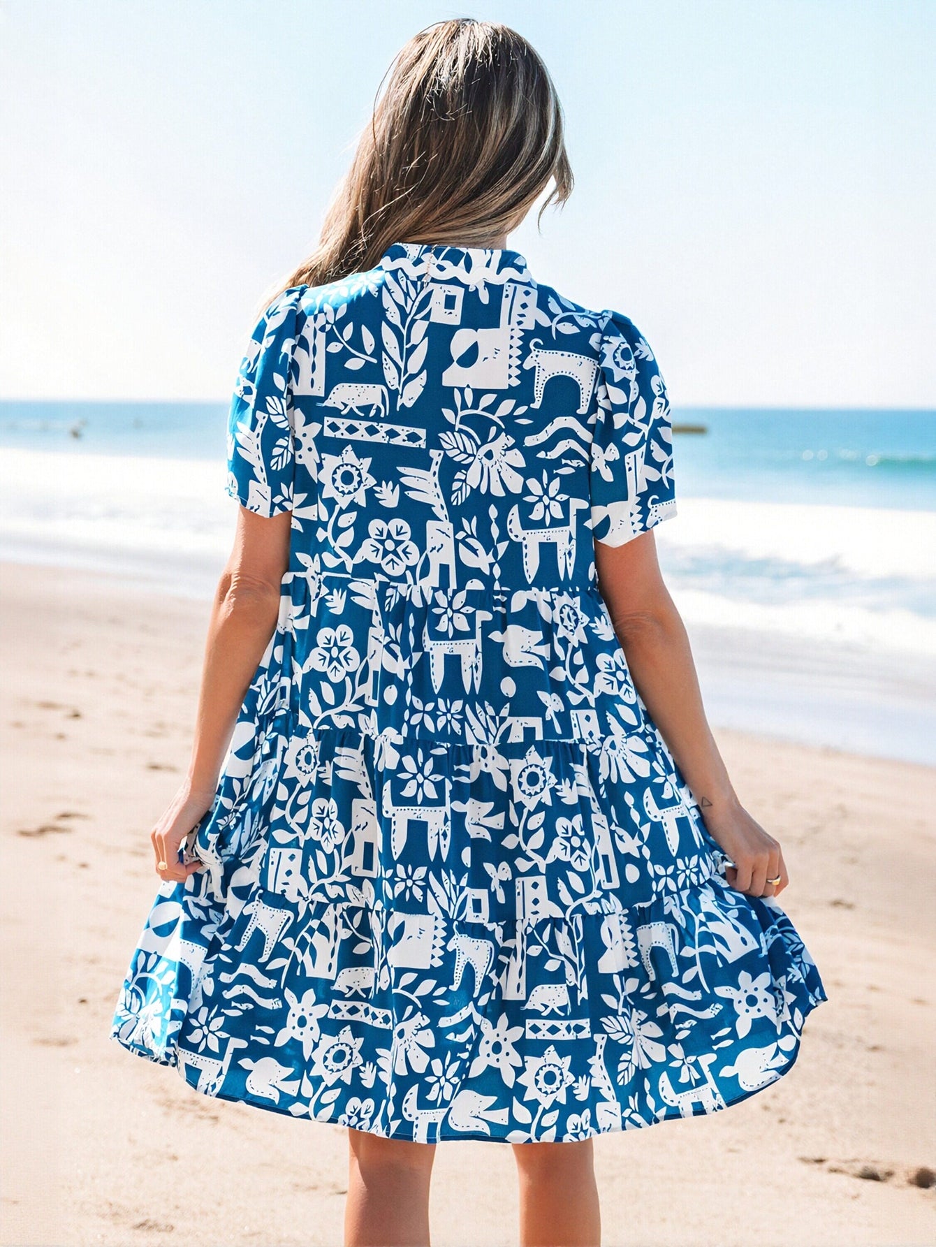 Abstract Geometric Print Mini Dress