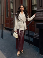 Oversized Textured Double Breasted Blazer