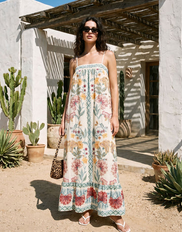 Boho Floral Embroidered Maxi Dress