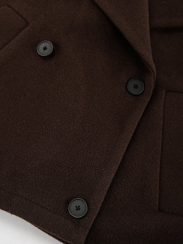 Brown Double Breasted Cropped Jacket