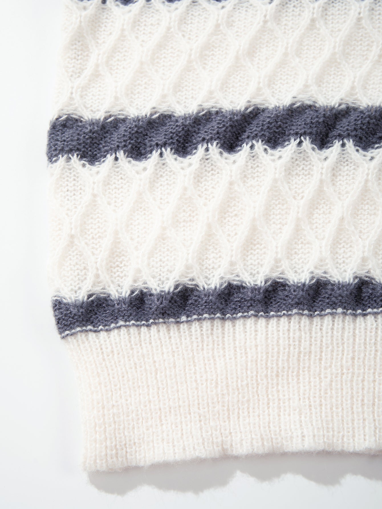 Striped Textured Collared Knit Pullover