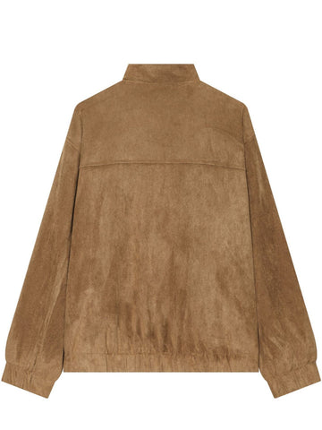 Oversized Faux Suede Bomber Jacket