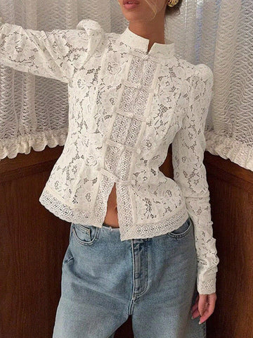 Elegant Floral Lace Blazer Jacket