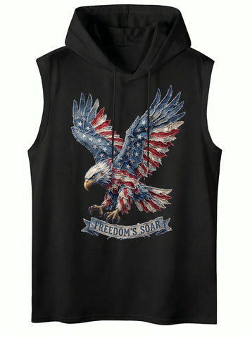 Graphic Eagle Print Hooded Tank