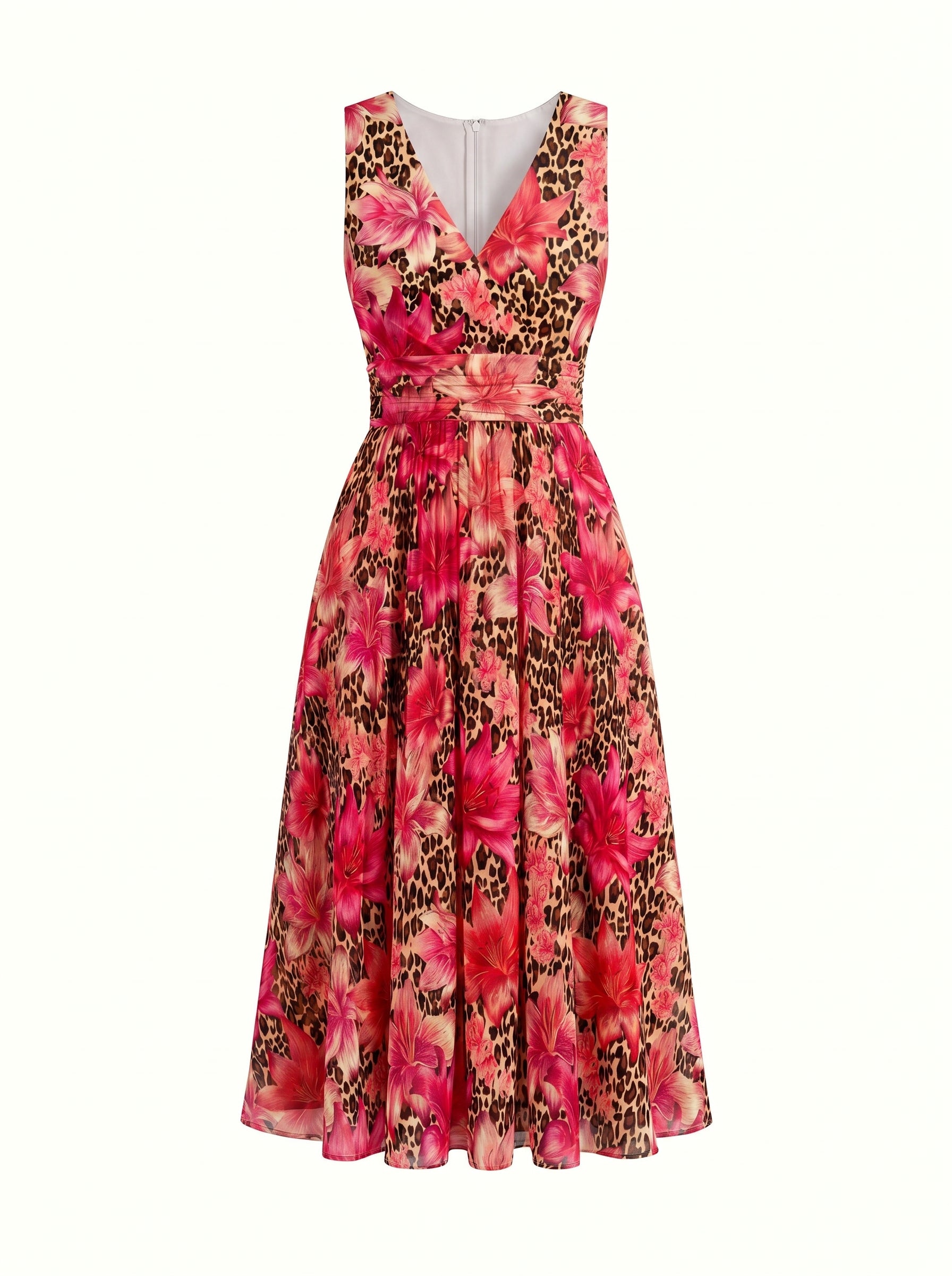 CORINNE
Floral Print V Neck A Line Midi Dress