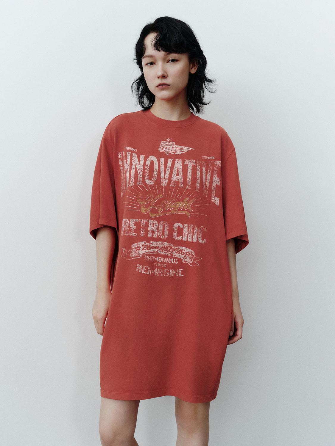 Urban Revivo Straight Loose Dresses-Oriental Red